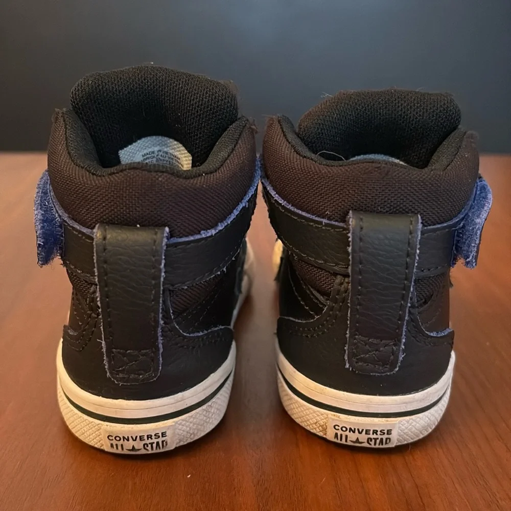 Converse Pro Blaze Strap HI Toddlers Shoes Black/White/Blue, size 7
